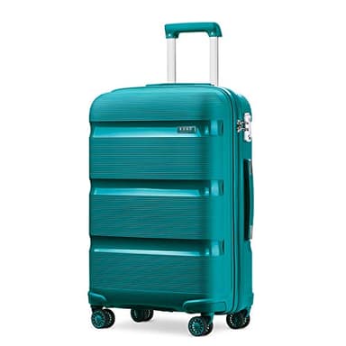 Kono 24 inch Medium Check in Luggage 66L TSA Lock Lightweight Polypropylene Hard Shell Suitcase (Turquoise,65cm)