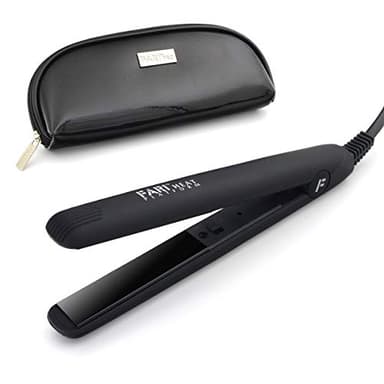 FARI Travel Mini Hair Flat Iron 1/2 Inch Ceramic Tourmaline Hair Straightener with Travel Bag Dual Voltage for Worldwide Use Temp 180°C (Black)