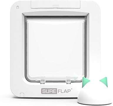 Sure Petcare SureFlap Microchip Pet Door Connect with Hub, Mobile App Control, Curfew Function, For Cats & Small Dogs, Install in Doors, Windows & Walls, White, 4 x C Batteries Required, Not Included