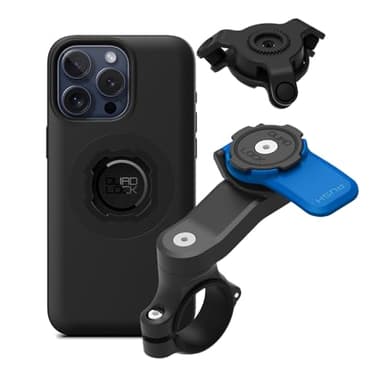 Quad Lock Motorcycle Handlebar Phone Mount Kit with Vibration Dampener and iPhone 15 Pro Max MAG Case
