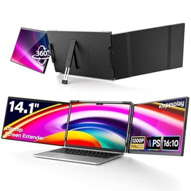 Dopesplay 14.1" Laptop Screen Extender FHD 1200P IPS Portable Monitor for Laptop Triple Dual Monitor Setup Compatible with Windows Mac Android Chrome Fits 14-17.3 Inch Laptops