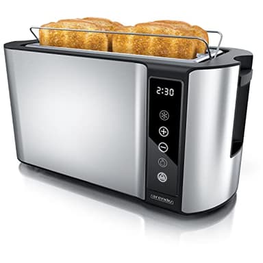 Arendo 4-Slice Long-Slot Toaster 1500 W, Touchscreen, 2 long slots cool touch Toaster Double-Walled Housing, Pastry Warmer 7 Browning Levels Automatic Centering Remaining Time Display Memory Function