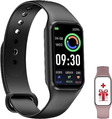 FeipuQu Smart Watch for Men Women-Blood Oxygen,Step Counter,Heart Rate,Sleep Monitor,24 Sport Modes,iP68 Waterproof,Activity Tracker,Compatible with Android and iOS,Present For Men/Women/Kids,Black
