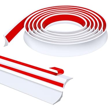 2.5M Shower Tray Sealing Strip, Two Backing Self Adhesive Bath Sink Bathtub Edging Edge Seal Trim, White Gap Caulk Strip, Wet Room Threshold Floor Water Barrier, Countertop Splash Guard