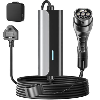 Zyncove EV Charger Cable Type 2 to 3 Pin Plug, 6M 10A 2.3kW Home and Portable Electric Car Charger, IP67/IP65 Waterproof with LED Indicator, Portable Compatible with EVs & PHEVs