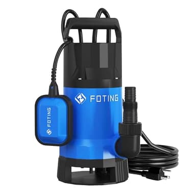 FOTING 1000W Submersible Water Pump to Empty Pool, Dirty/Clean Water, 17600 L/H Electric Sump Pump with Float Switch, Portable Water Pump for Garden Pond, Hot Tub, Pool Draining, Ditches
