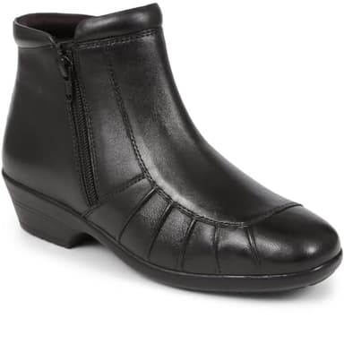 Pavers Women's Lightweight Ankle Boots in Black Leather - Wide Fit Shoes with Inside Zip - Comfortable Ladies Casual Footwear - Size UK 5 / EU 38