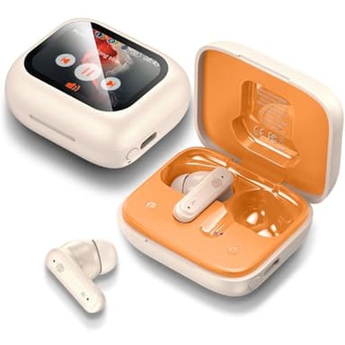 THREE PEACHES Wireless Earbuds Touch Screen ANC Active Noise Cancelling Earphones,In Ear Gaming Headphones Wireless Bluetooth Ear Phones ENC Ear Buds Noise Cancelling Bluetooth Earbuds LED Display