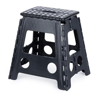 LIVIVO Folding Step Stool – Compact and Lightweight Two Tier Anti Slip Stepping Stool - Folds Flat with Carry Handle for Easy Storage and Transport