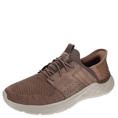 Skechers Men's Garner NEWICK Slip-On, Dark Brown Textile/Synthetic, 8 UK