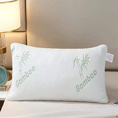BSL Supportive Bamboo Memory Foam Pillow Breathable Sleeping Bed Pillow for Neck & Shoulder Support Comfortable Hypoallergenic Bed Pillows Anti dust mite Standard Size (White, Bamboo Pack Of 1)
