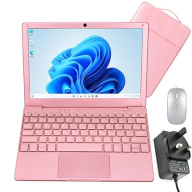 10.1inch mini Laptop,8GB RAM 128GB SSD ,IPS Display 1280*800,With Intel Celeron N4020 Processor Portable Computer Built-in Camera，WiFi,USB Lightweight and Powerful with Windows 11 OS (Rose Gold)