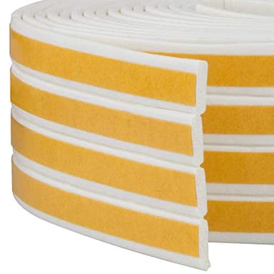 ASelected 4 Seals I-Type Foam Draught Excluder Strip - 9mm x 2mm x 3 Meters Self Adhesive EPDM Rubber Tape for Doors Windows Sound Proofing Weatherstrip Draft Sealing Strip, White
