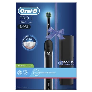 Oral-B Pro 680 Cross Action Electric Rechargeable Toothbrush with Travel Case, Black
