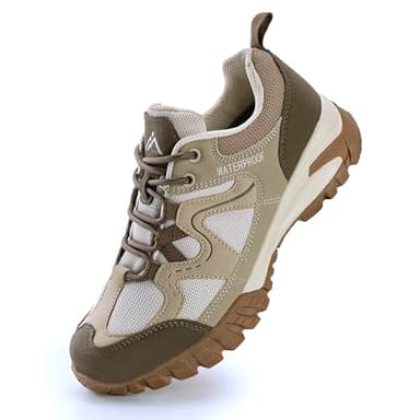 CC-Los Women's Waterproof Hiking Shoes Lightweight Breathable Walking Shoes for Outdoor Climbing Beige Size 6