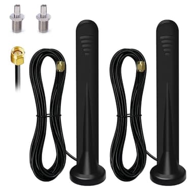2 x 5G Antenna - 4G LTE & WIFI Omni-Directional - 15DBI - SMA & TS9 Connectors - Magnetic Base - MIMO - 3M Cable - Indoor/Outdoor - 3G/4G/5G/GSM/GPRS Router & IoT Gateway - Smart Home