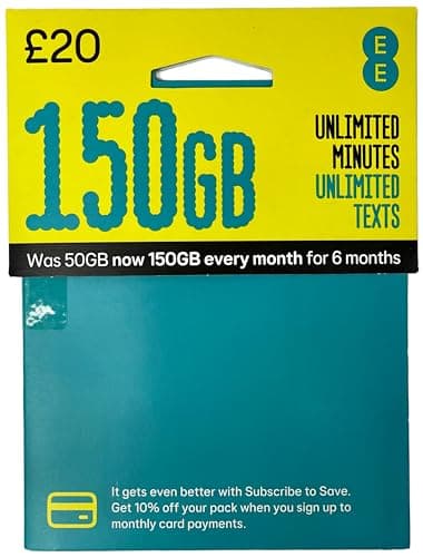 EE £20 Pay As You Go SIM – 5G Ready Triple Cut SIM | UK’s Best Network | Unlimited Minutes & Texts | 30-Day Bundle