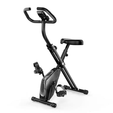 Dskeuzeew Foldable Exercise Bike, 8 Resistance Exercise Bike With Heart Rate Sensor Adjustable Fitness Bike With LCD Display For Home Use