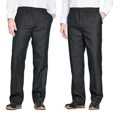 Chums Men's Pack of 2 Elasticated Waist Pull-On Trousers Black 38W / 29L