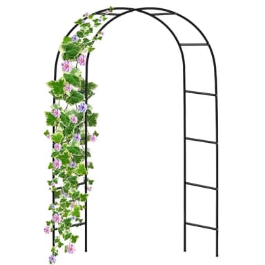 Garden Arch Black Metal - Heavy Duty Steel Frame Support Arches for Climbing Plants, Roses, Vegetables, Outdoor Decoration and Archway Decor - Large Size (2M) (1 x Garden Arch)