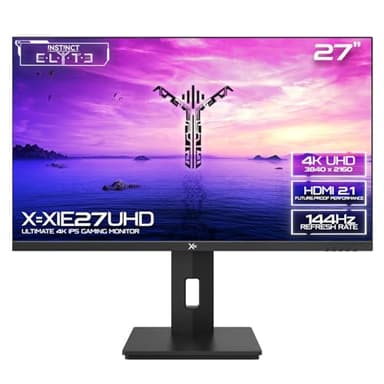 𝗫= 27 Inch Gaming Monitor • 3840 x 2160 • 144Hz • 1ms MPRT • IPS • 4K UHD • RGB • G-Sync/FreeSync • HDR400 • HDMI 2.0, DisplayPort 1.4 • Tilt/Height Adjustable • Vesa Mountable • (XIE27UHD | Black)