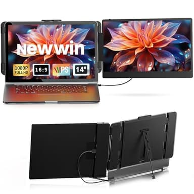 Newwin Laptop Screen Extender - 14” FHD 1080P IPS Portable Monitor for Laptop Plug & Play Dual Monitor for 13"-17" Laptops Compatible with Wins Mac Dex Chrome Travel Gaming Work