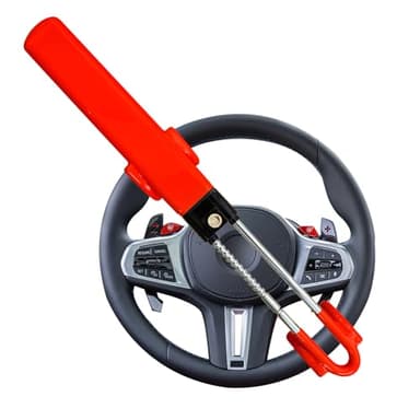 Steering Wheel Lock Twin Bar, Steering Lock, Stop Thieves Stealing Your Car, Car Steering Wheel Locks, Anti-Theft Device, Universal Fit, High Visibility, Adjustable Length, 3 Keys