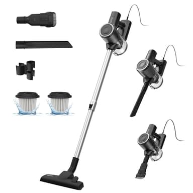 3-in-1 Corded Vacuum Cleaner, 28 KPa Upright Handheld Stick Vacuum, 600W 7 Meter Cable Lightweight Vacuum Cleaner with Overheating Protection, 800 ML Dust Bin Handle Vacuum for Floors Pet Hair Carpet