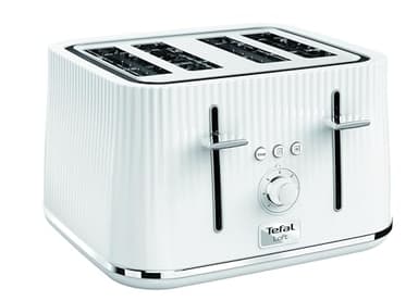 Tefal Loft 4-Slot Toaster with Extra-Wide Slots, Adjustable Browning, Defrost & Reheat Functions, Removable Crumb Tray, High Lift Lever, Classic Grooved Design in White