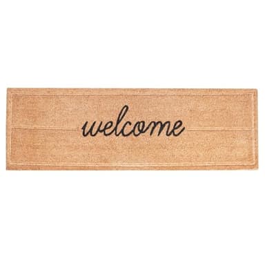 Large Embossed and Printed Coir Door Mat 40 x 125 cm Extra Long Heavy-Duty Hallway Entrance Runner Non-Slip Eco-Friendly Coconut Fibre for Indoor Outdoor Use [Welcome]