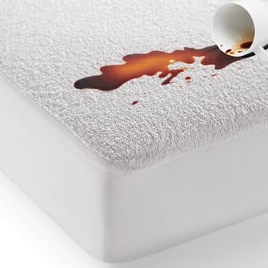 Bed'Ore 100% Waterproof Mattress Protector Cotton Terry Top - Extra Deep 30cm Fitted Skirt - Waterproof Single Mattress Protector - Super Absorbent - Machine Washable - Single (90x190) cm
