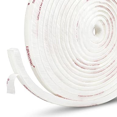 fowong Draft Excluder for Windows, 4.9 m(L) x9 mm(W) x 9mm(T) Brush Weather Stripping Self-Adhesive Windows Seal Strip Draught Excluder Air Stopper for Sliding/External Doors, White