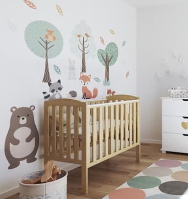 Viculii Waffi Baby Space Saver Cot Baby Cot and Mattress 100x50x10cm | Compact Baby Mini Natural Cot with Drop Side and Mattress