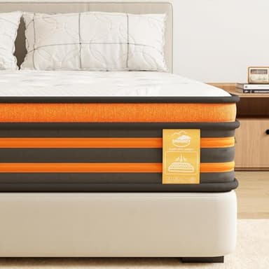 SCEPKN 4FT6 Double Mattress, 9-Zone Gel Memory Foam, 10 Inch Pocket Sprung Hybrid Orthopedic Mattress Breathable Soft Fabric for Pressure Relief and Motion Isolation,135x190x25cm