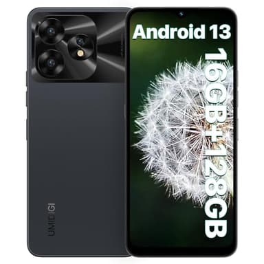 UMIDIGI A15C NFC Mobile Phone,16(8+8)+128GB,48MP Camera,5000mAh,Unisoc T606 Octa-Core Cellphone,Android 13 Smartphone,Type-C,6.7HD+Screen,4G Dual SIM/Face ID/GPS/OTG(Black)