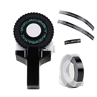 Embossing Label Maker Portable 3D Mini Label Maker Machine Embossed Label Maker Handheld DIY Lettering Label Printer Machine with Tape for DYMO Printer Cutting Black Tape for Home Office