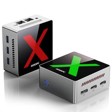 AIOEXPC Mini PC 512GB SSD,12GB LPDDR5 with RGB Lighting,Mini PC Windows 11 Pro Ιntel Alder Lake N95(Up to 3.4GHz), Mini Computer 2xHDMI,1xDP,WiFi/BT,4K UHD,for Office/Home/Business