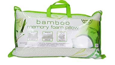 Luxury Memory Foam BAMBOO Pillow ~ Orthopaedic ORGANIC Cover Pillow For Neck, Back & Head Support, Hypoallergenic Shredded Pillow & Anti Bacterial In a Travel Bag. (Single Pillow)