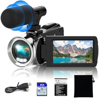 Rawiemy Video Camera Camcorder HD 2.7K 48MP Support 4K Video Recorder Camera Vlogging Camera for YouTube Camcorders Video Camera for Kids with 3 inch LCD Screen, 18x Digital Zoom and 32G