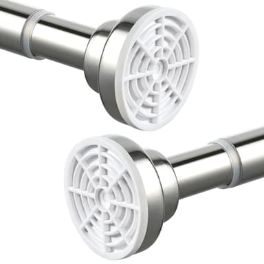 Shower Curtain Rod, Stainless Steel Extendable Shower Curtain Pole Tension Rods for Curtain No Drilling Shower Curtain Rail Net Curtain Poles for Bathroom Window Closet Kitchen Wardrobe 63-118cm