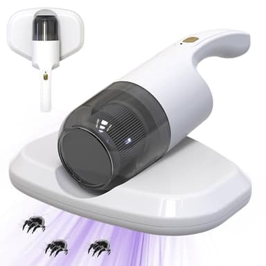 HoveeLuty Bed Vacuum Cleaner Cordless USB Mattress Cleaner Powerful Deep Cleaning Handheld Vacuum Cleaner with Strong Suction Washable Dust Cups for Sofa Carpet White