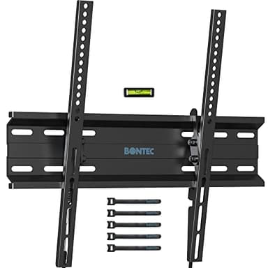BONTEC Ultra Slim TV Wall Bracket, Tilting TV Wall Mount for 23-60 Inch TVs, Low Profile TV Bracket, Max VESA 400x400mm, Holds Up to 45kg, Spring Locking System, Includes 5 Cable Ties