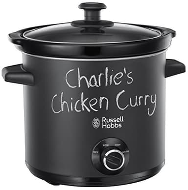 Russell Hobbs Chalkboard 3.5L Electric Slow Cooker - Cooks upto 4 portions, 3 heat settings, high/low/keep warm, Removable ceramic pot for easy cleaning, Glass lid, Energy saving, 200W, 24180