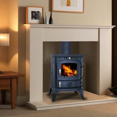 HEATSURE Woodburning Multifuel Stove Cast Iron Log Wood Burner Fireplace Heating Glass View Airwash System Heat Warm Indoor 4.5KW Defra Approved Eco Design