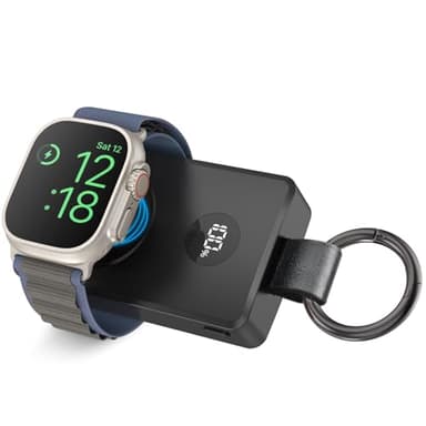 i.VALUX Portable Charger for Apple Watch, 4000mAh iWatch Wireless Power Bank,Travel Keychain USB C Charger for Apple Watch Series 10/9/Ultra2/8/7/6/SE/5/4/3/2,iPhone 16/15/14/13/12/11(Black)