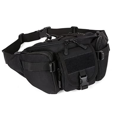 Huntvp Bumbag Tactical Waist Bag Military Waist Pack Bumbags for Men and Women, Black Bum Bag Belt Bags for Outdoors Walking Running Hiking Camping Climbing Trekking (Black-M)