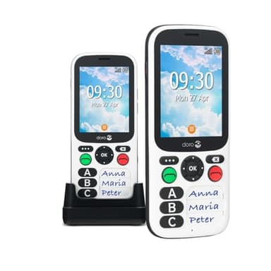 Doro 780X Unlocked 4G Dual SIM Easy Mobile Phone for Elderly with Simplified Keypad, GPS Localisation and Charging Cradle Included [UK and Irish Version] (White/Black)