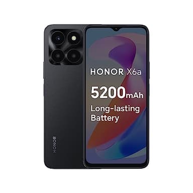 HONOR X6a Mobile Phone Unlocked, 6.5-Inch 90Hz Fullview Display, 4GB+128GB, 5200 mAh Long-lasting Battery, 50MP Triple Camera, Android 13(2 Year Warranty), Midnight Black (Renewed)