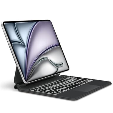 IVEOPPE Magic Keyboard Case for iPad Air 13 inch (M3 2025/M2 2024), Keyboard Case for iPad Pro 12.9 inch 6th/ 5th/ 4th/3rd Generation, Multi-Touch Trackpad, Color Backlight, Black