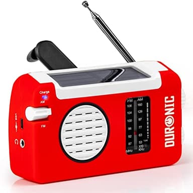 Duronic Solar Radio Hybrid, Wind Up Radio, Survival Equipment, Mini USB, Dynamo AM/FM Emergency Weather Small Portable Radio with Battery for Camping, Hiking, Fishing, Outdoor Festivals, Emergencies